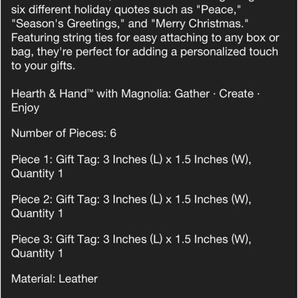 6 Hearth & Hand Magnolia Leather Tags - Picture 6 of 8